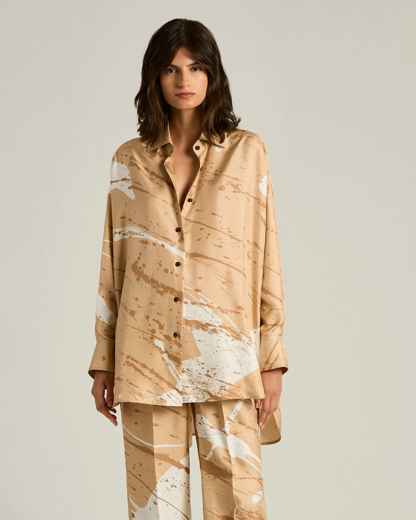 SILK SATIN SHIRT WITH ABSTRACT PATTERN sold by Kiton product image thumbnail 2