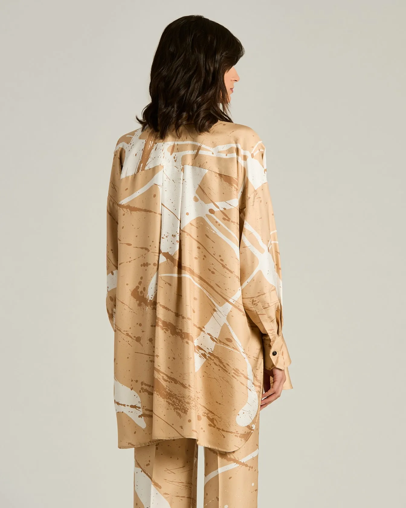 SILK SATIN SHIRT WITH ABSTRACT PATTERN sold by Kiton product image thumbnail 3