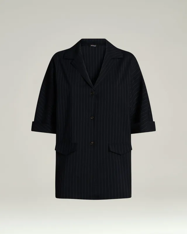 WOOL SHIRT WITH BLACK STRIPED PATTERN made by Kiton