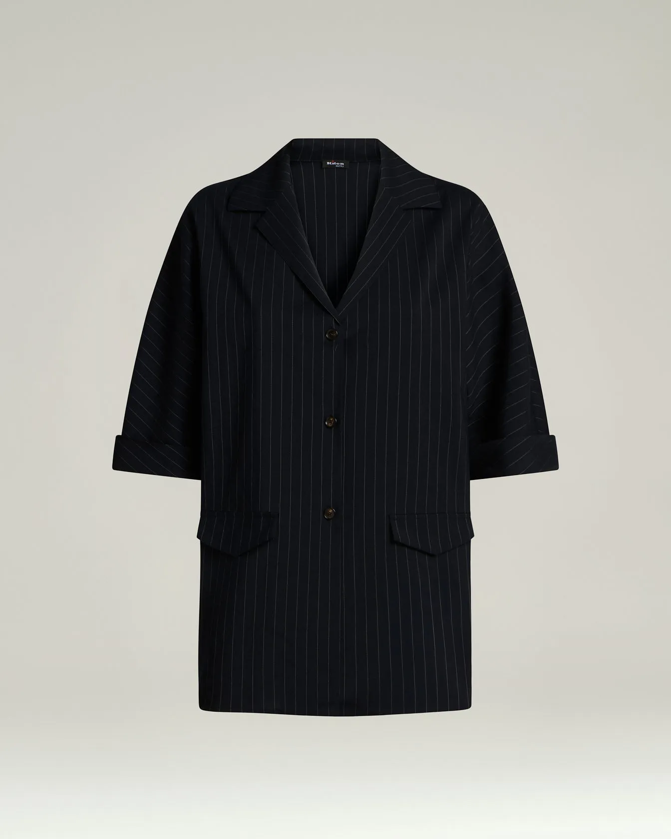 WOOL SHIRT WITH BLACK STRIPED PATTERN sold by Kiton