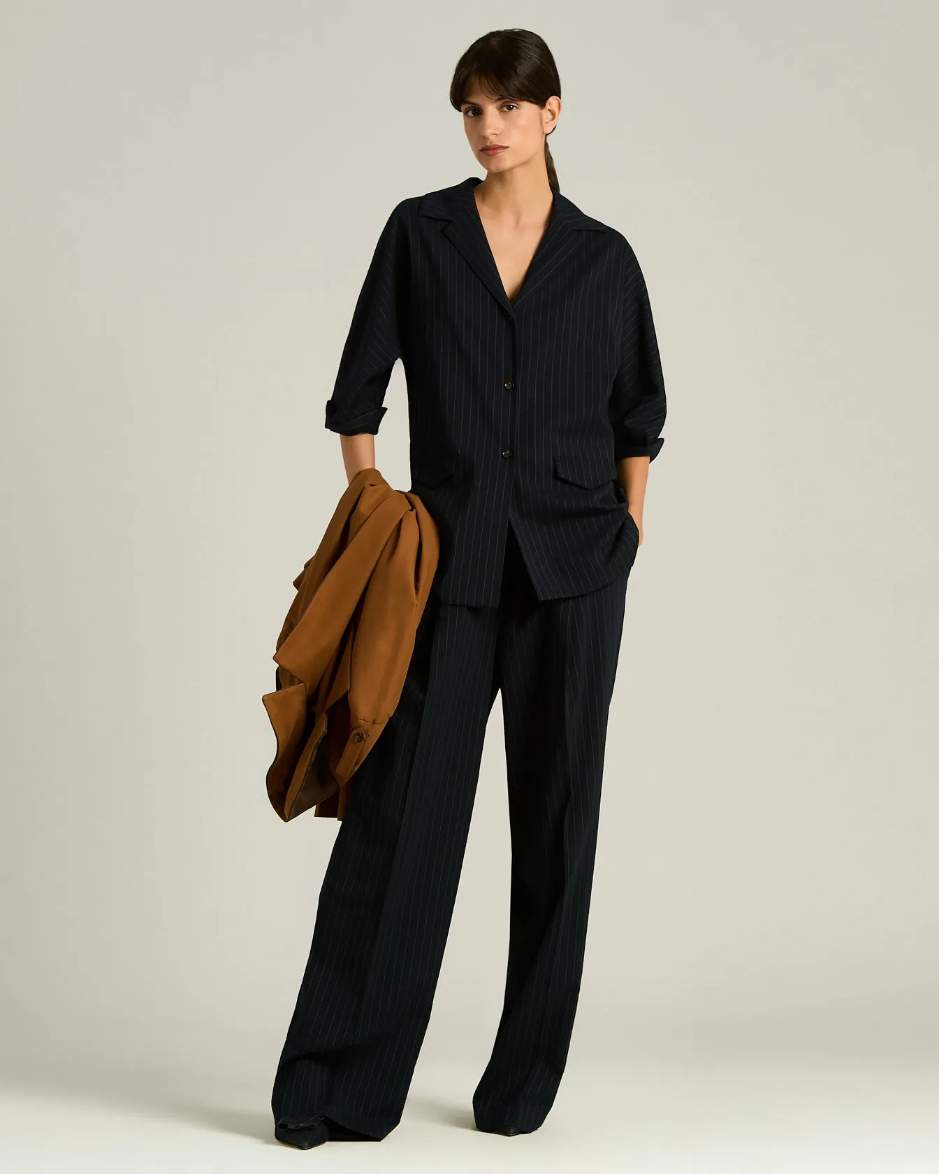 WOOL SHIRT WITH BLACK STRIPED PATTERN sold by Kiton product image thumbnail 5