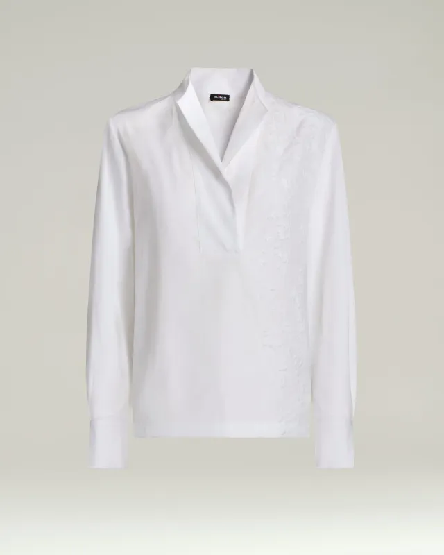 PURE COTTON SHIRT WITH TONAL EMBROIDERY sold by Kiton