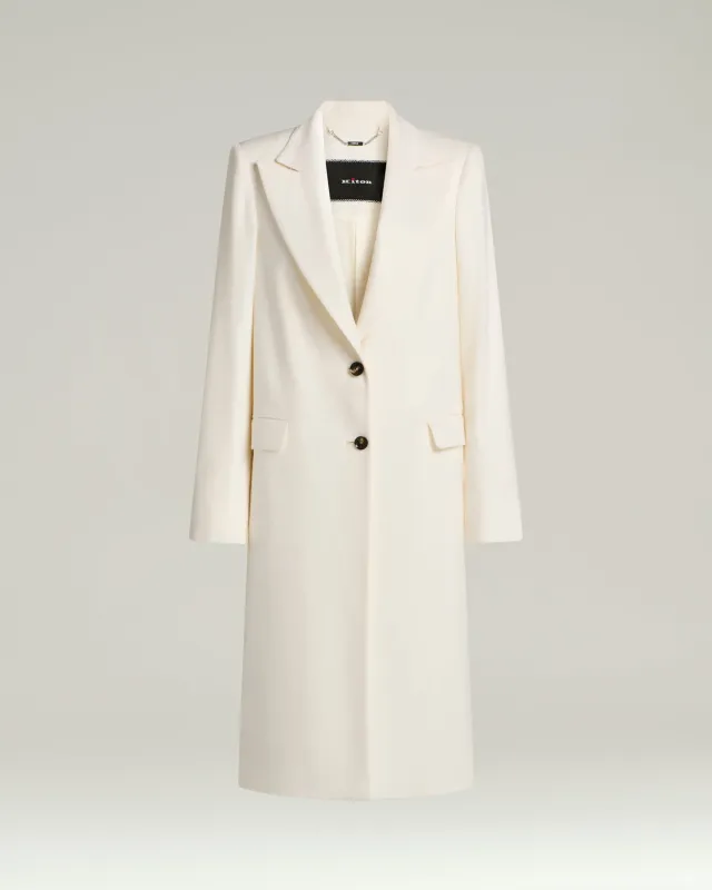 PURE CASHMERE WHITE OVERCOAT made by Kiton