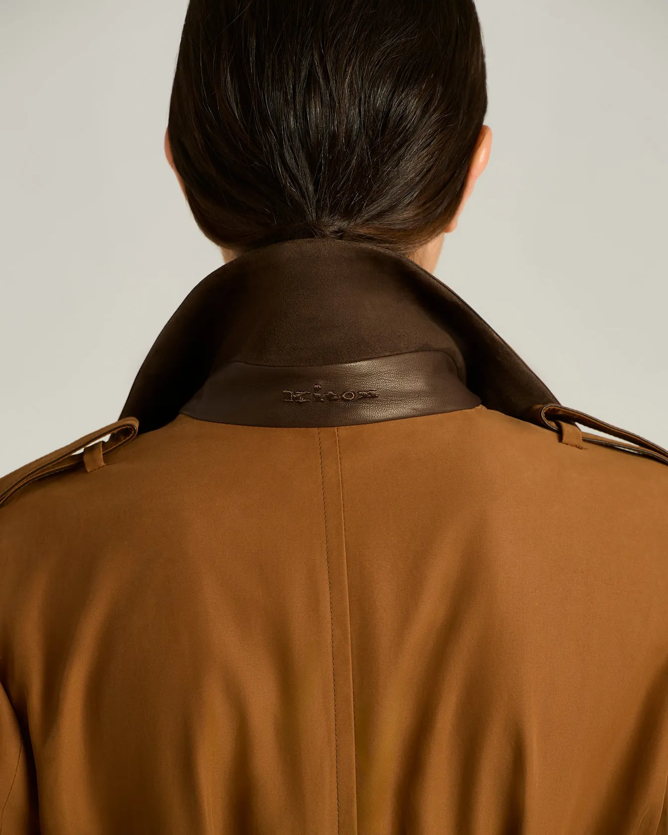 TAILORED COTTON AND LEATHER TRENCH COAT sold by Kiton product image thumbnail 4