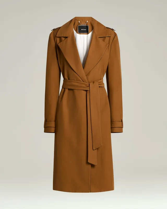 TAILORED COTTON AND LEATHER TRENCH COAT made by Kiton