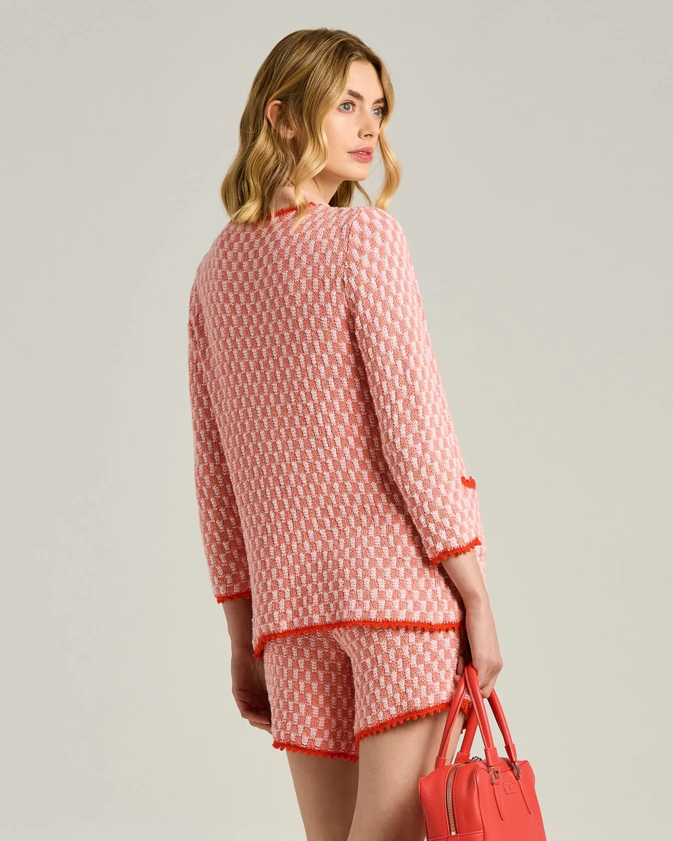 COMPACT LIGHT PINK/ORANGE RED WEAVE COTTON JACKET sold by Kiton product image thumbnail 3