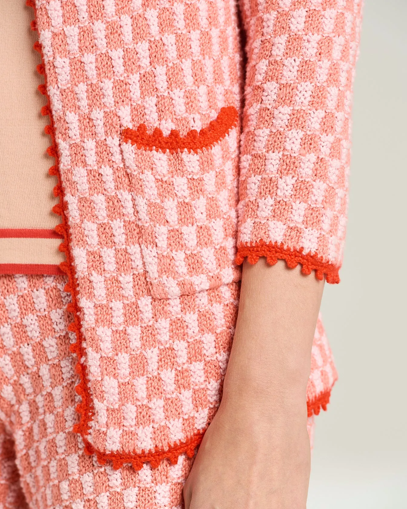 COMPACT LIGHT PINK/ORANGE RED WEAVE COTTON JACKET sold by Kiton product image thumbnail 4