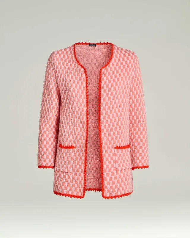 COMPACT LIGHT PINK/ORANGE RED WEAVE COTTON JACKET made by Kiton