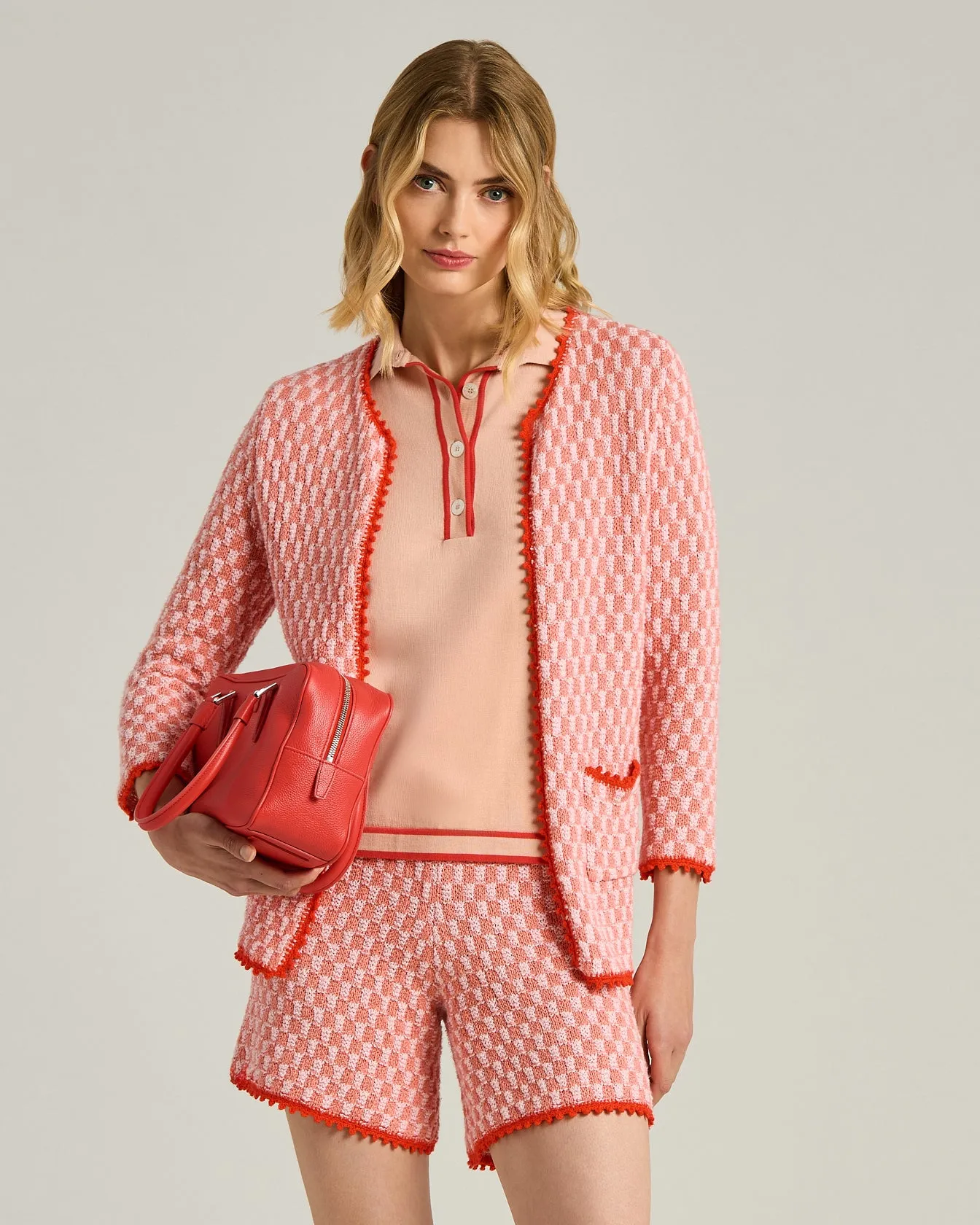 COMPACT LIGHT PINK/ORANGE RED WEAVE COTTON JACKET sold by Kiton product image thumbnail 2