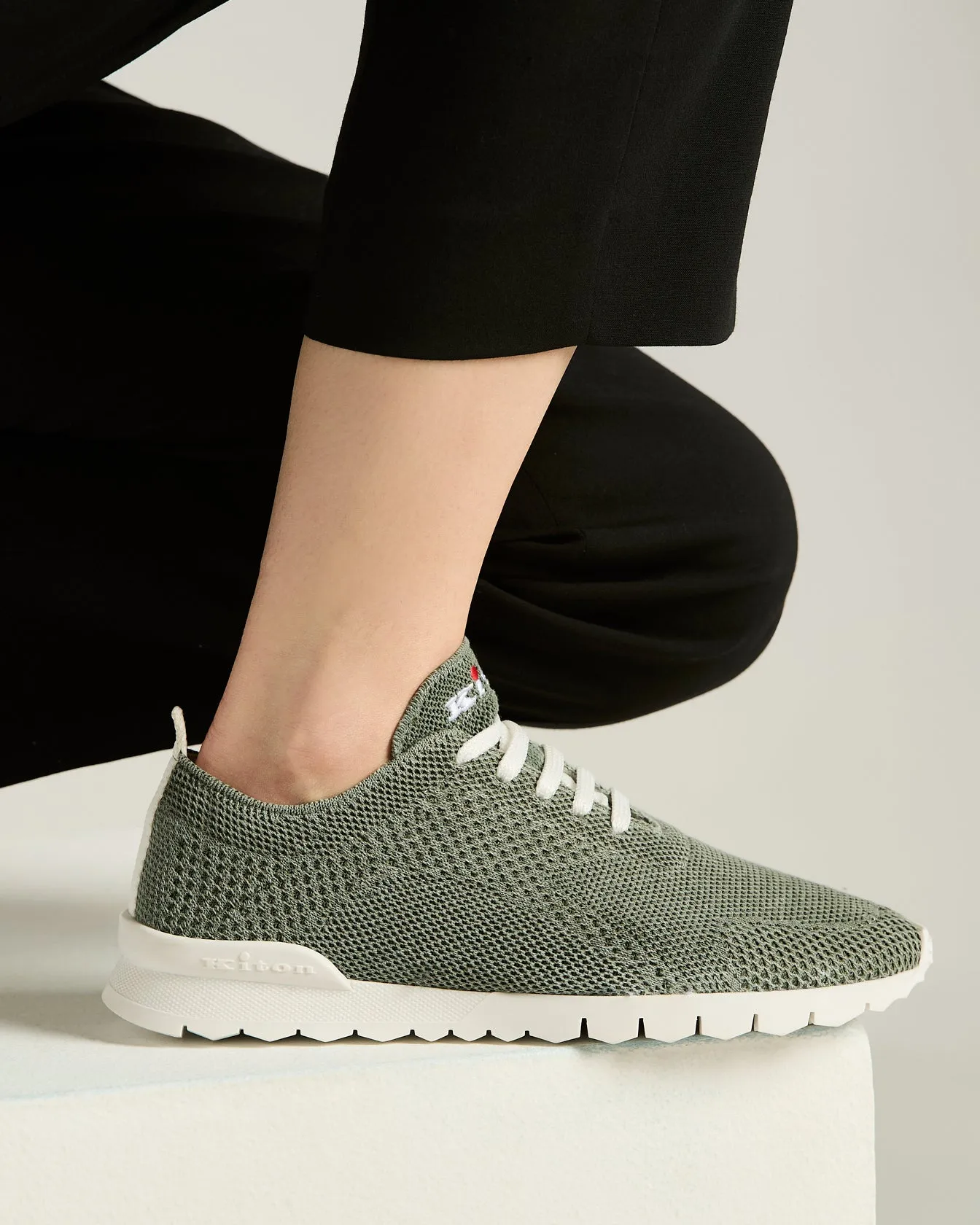 FITS SNEAKERS LIGHT GREEN COTTON UPPER AND CALFSKIN LINING sold by Kiton product image thumbnail 3