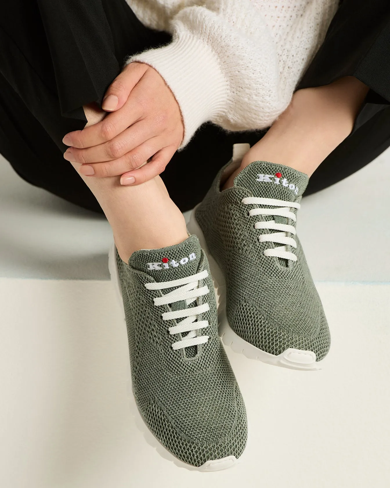 FITS SNEAKERS LIGHT GREEN COTTON UPPER AND CALFSKIN LINING sold by Kiton product image thumbnail 4