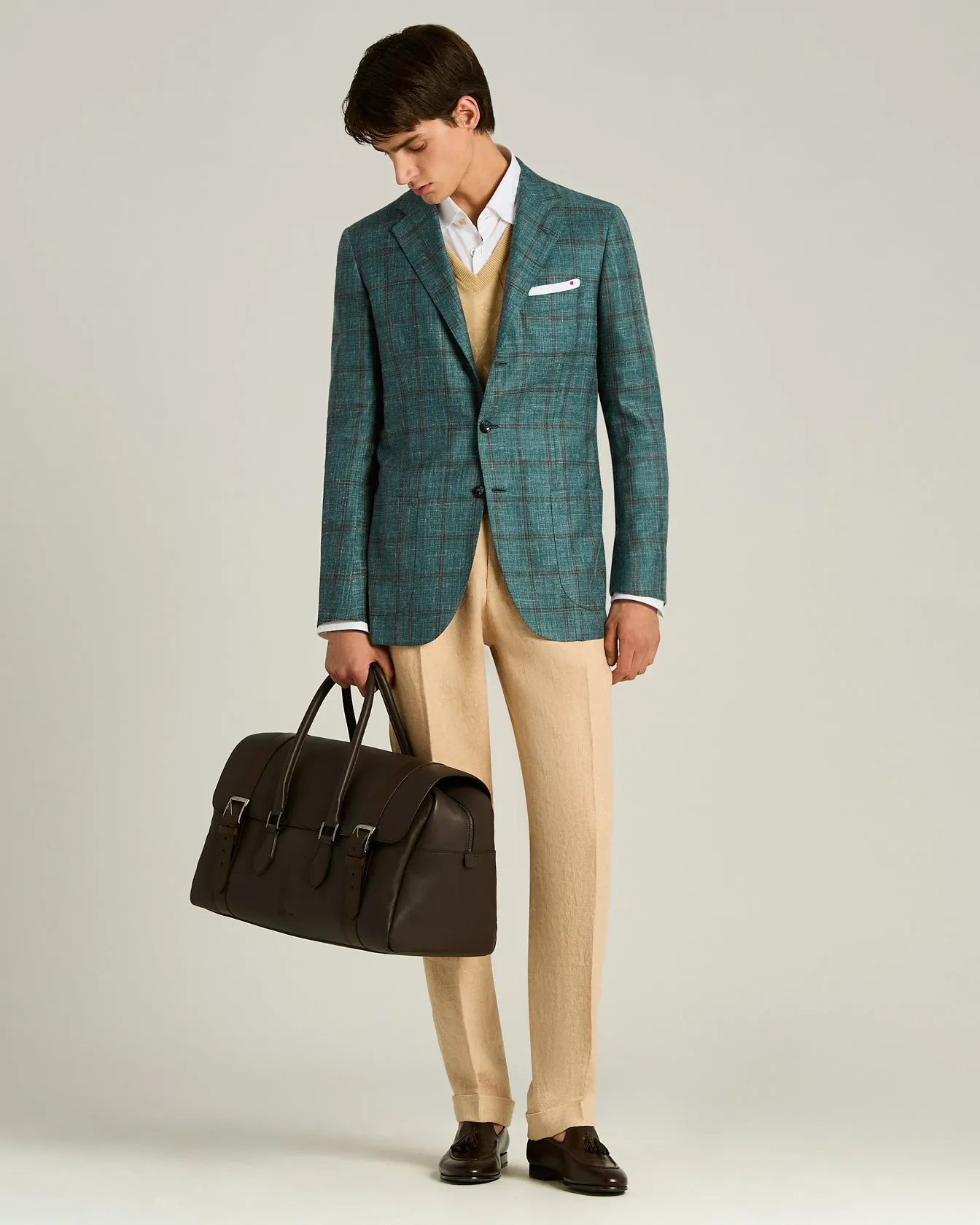 LINEN TROUSERS WITH DARTS BEIGE sold by Kiton product image thumbnail 5