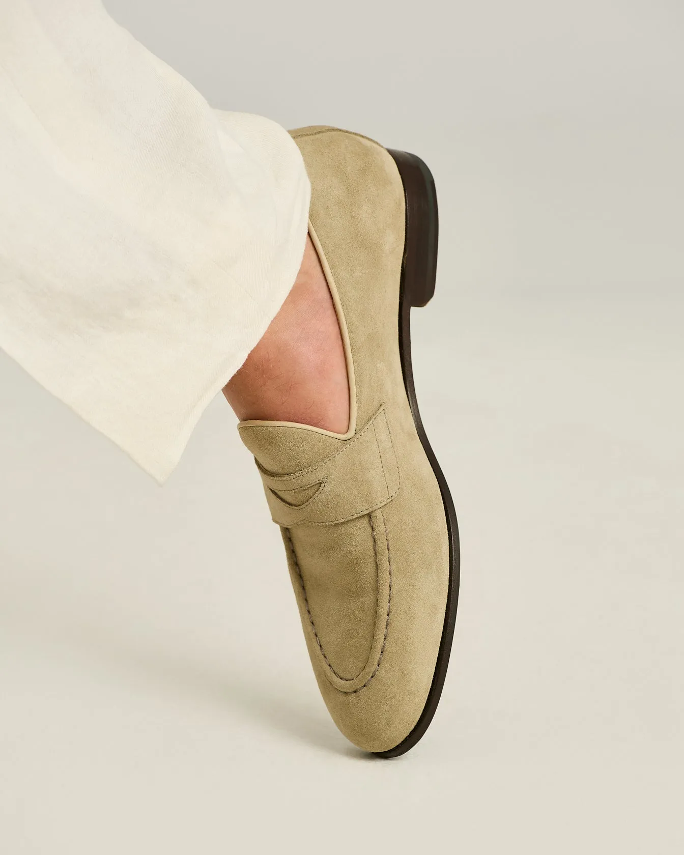 SUEDE LOAFERS LIGHT BEIGE CALFSKIN sold by Kiton product image thumbnail 3