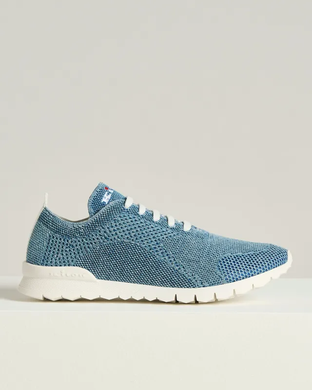 FITS COTTON KNIT SNEAKERS DENIM BLUE WITH CALFSKIN LINING sold by Kiton