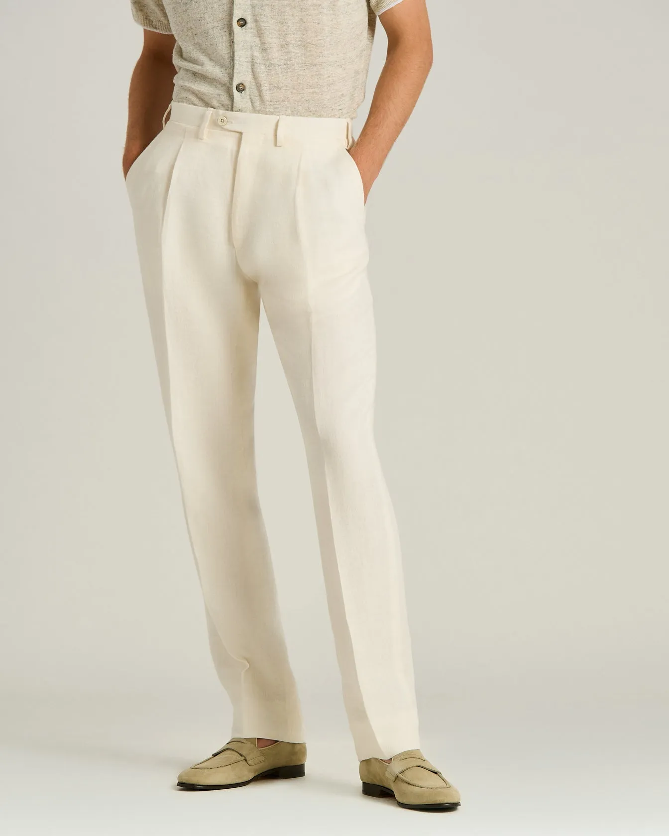 PURE LINEN TROUSERS IN WHITE sold by Kiton product image thumbnail 2