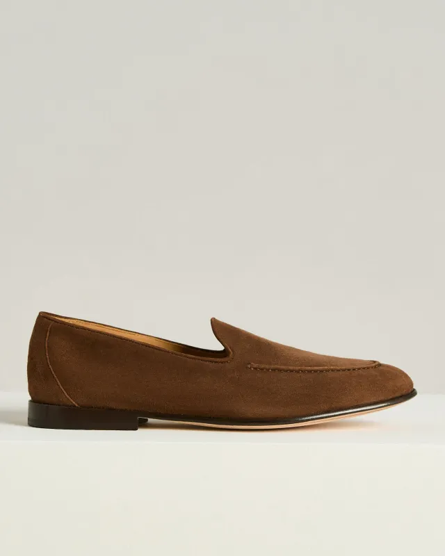 SUEDE LOAFERS IN BROWN GOATSKIN sold by Kiton