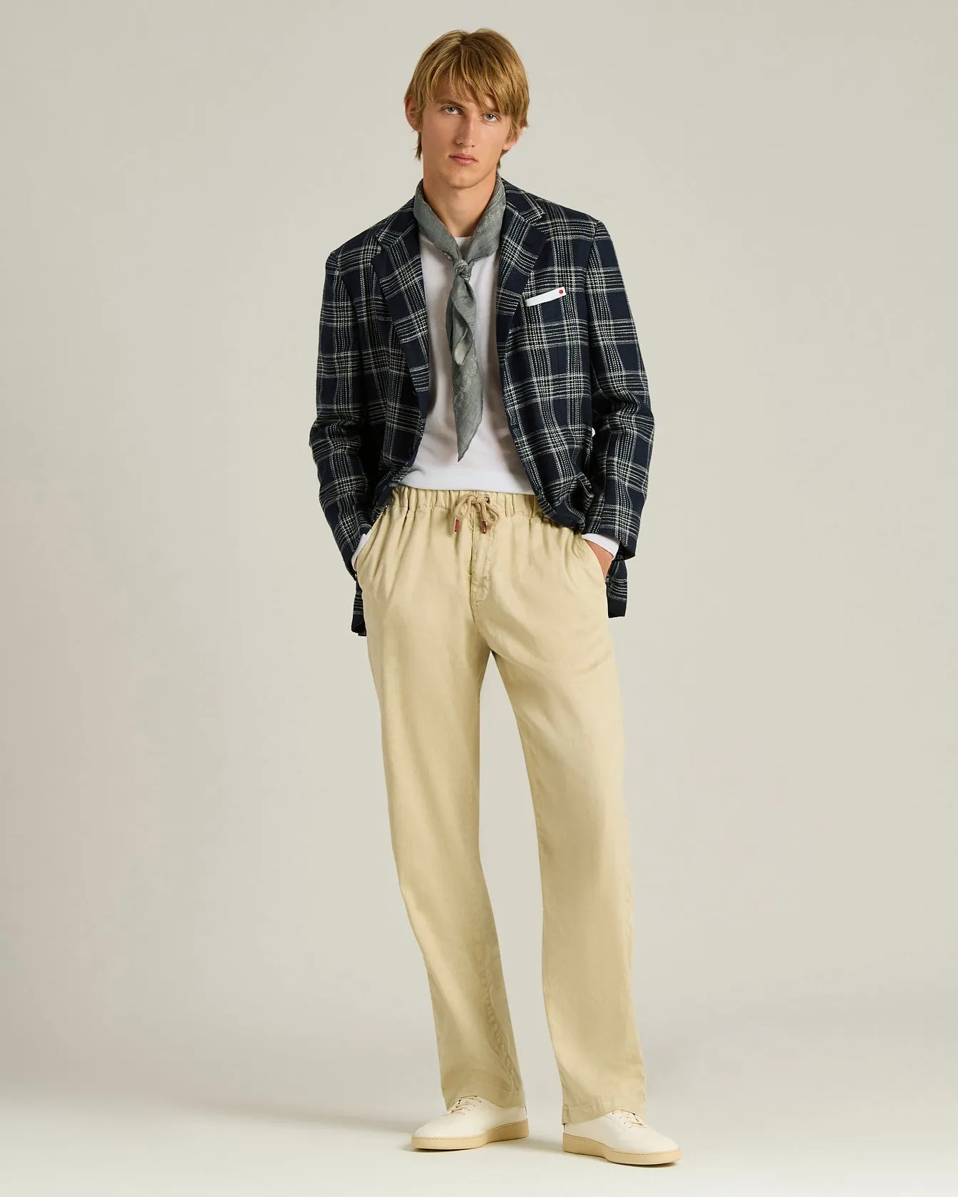 LINEN AND COTTON BLEND TROUSERS IN BEIGE sold by Kiton product image thumbnail 5