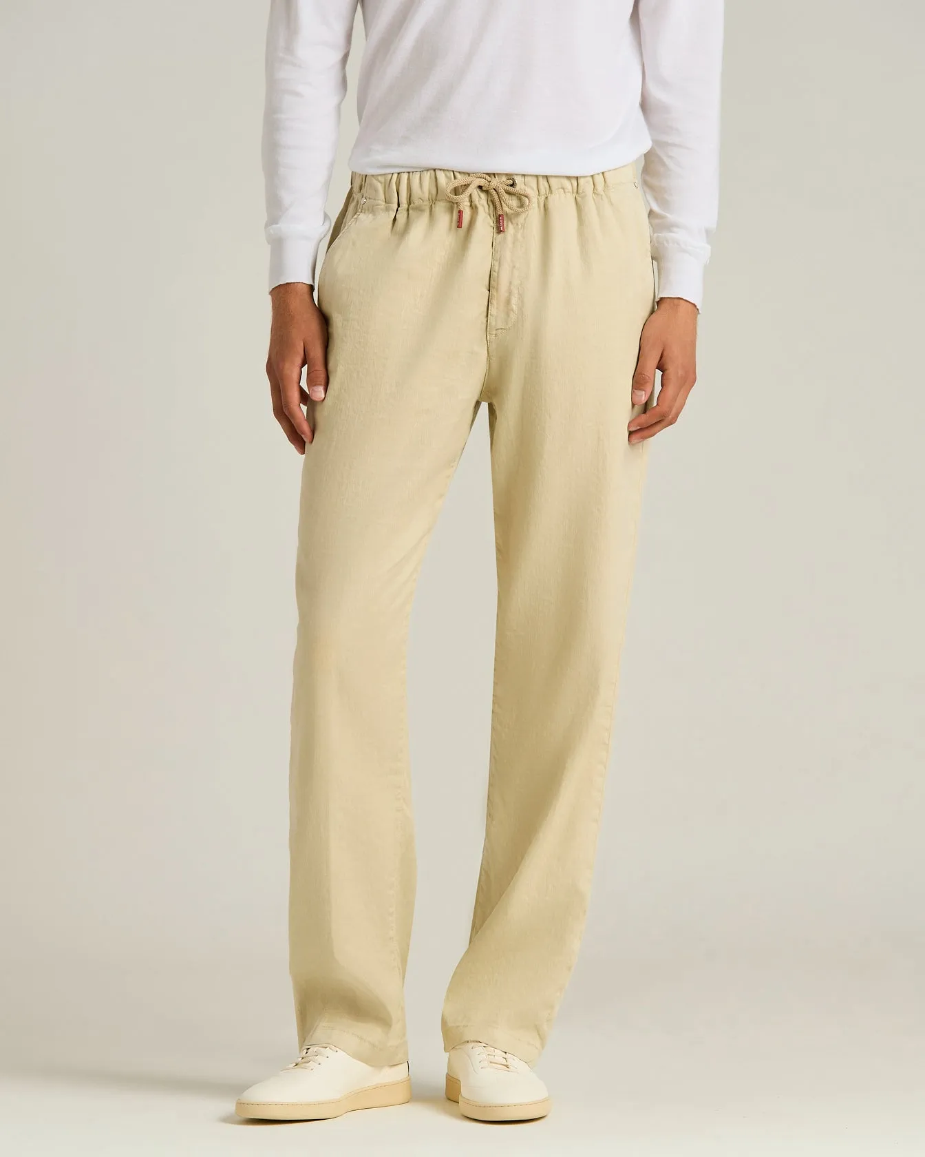LINEN AND COTTON BLEND TROUSERS IN BEIGE sold by Kiton product image thumbnail 2
