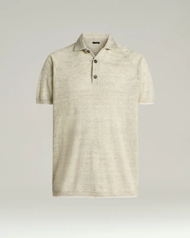 PURE LINEN SHORT-SLEEVED POLO SHIRT IN GREY made by Kiton