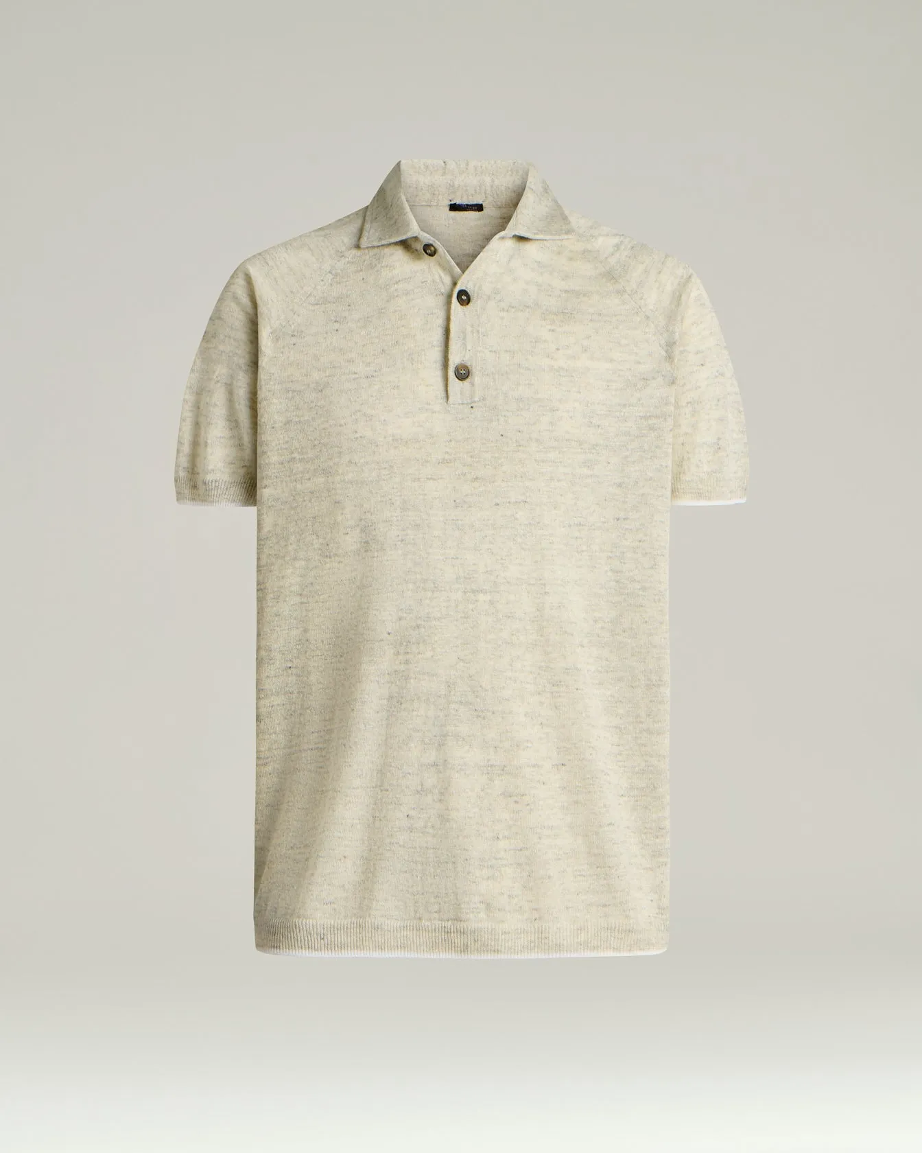 PURE LINEN SHORT-SLEEVED POLO SHIRT IN GREY sold by Kiton