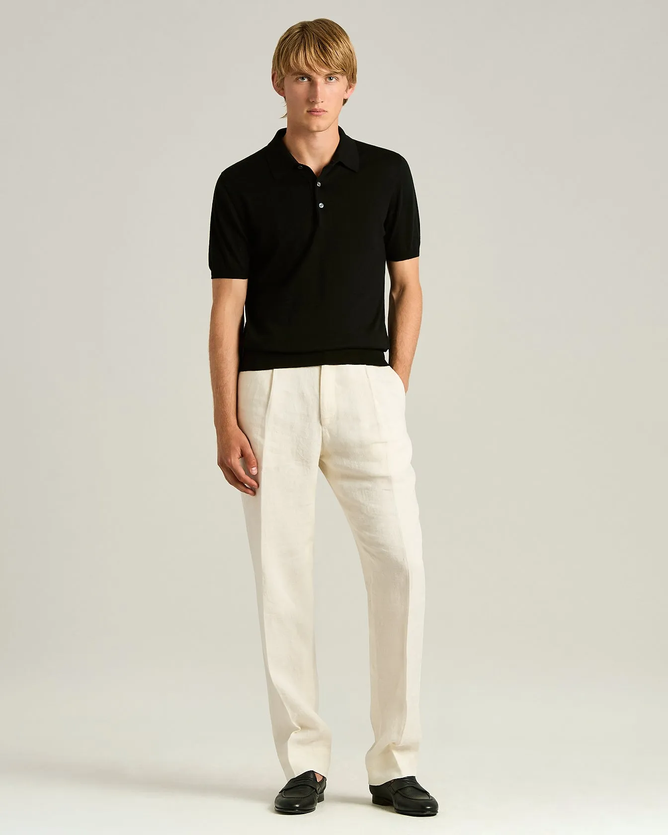 BLACK PURE COTTON SHORT-SLEEVED POLO SHIRT sold by Kiton product image thumbnail 5