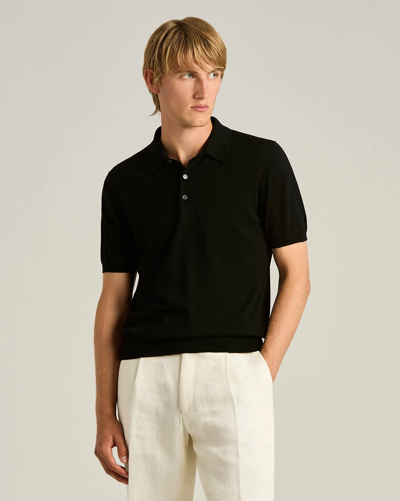 BLACK PURE COTTON SHORT-SLEEVED POLO SHIRT sold by Kiton product image thumbnail 2