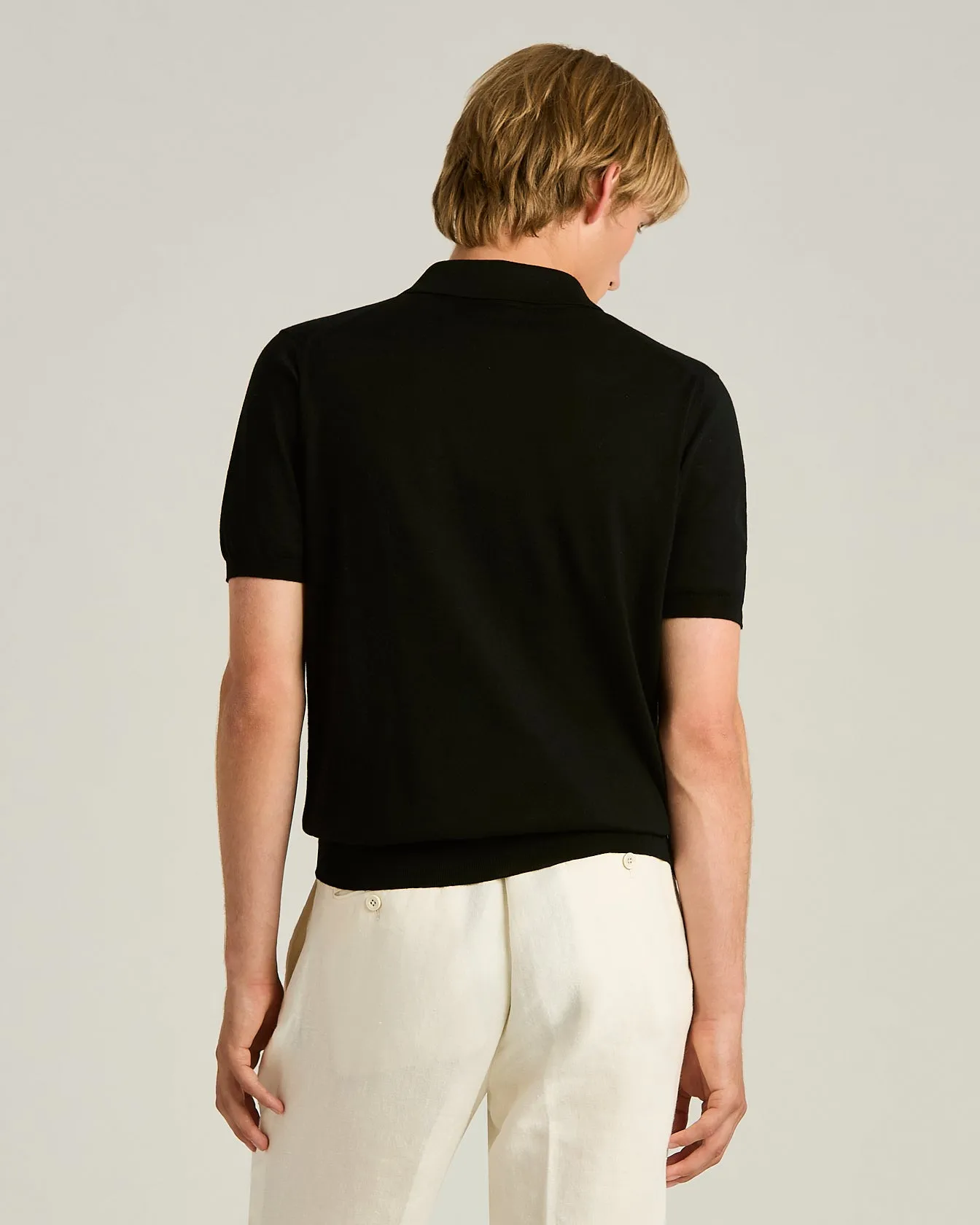 BLACK PURE COTTON SHORT-SLEEVED POLO SHIRT sold by Kiton product image thumbnail 3