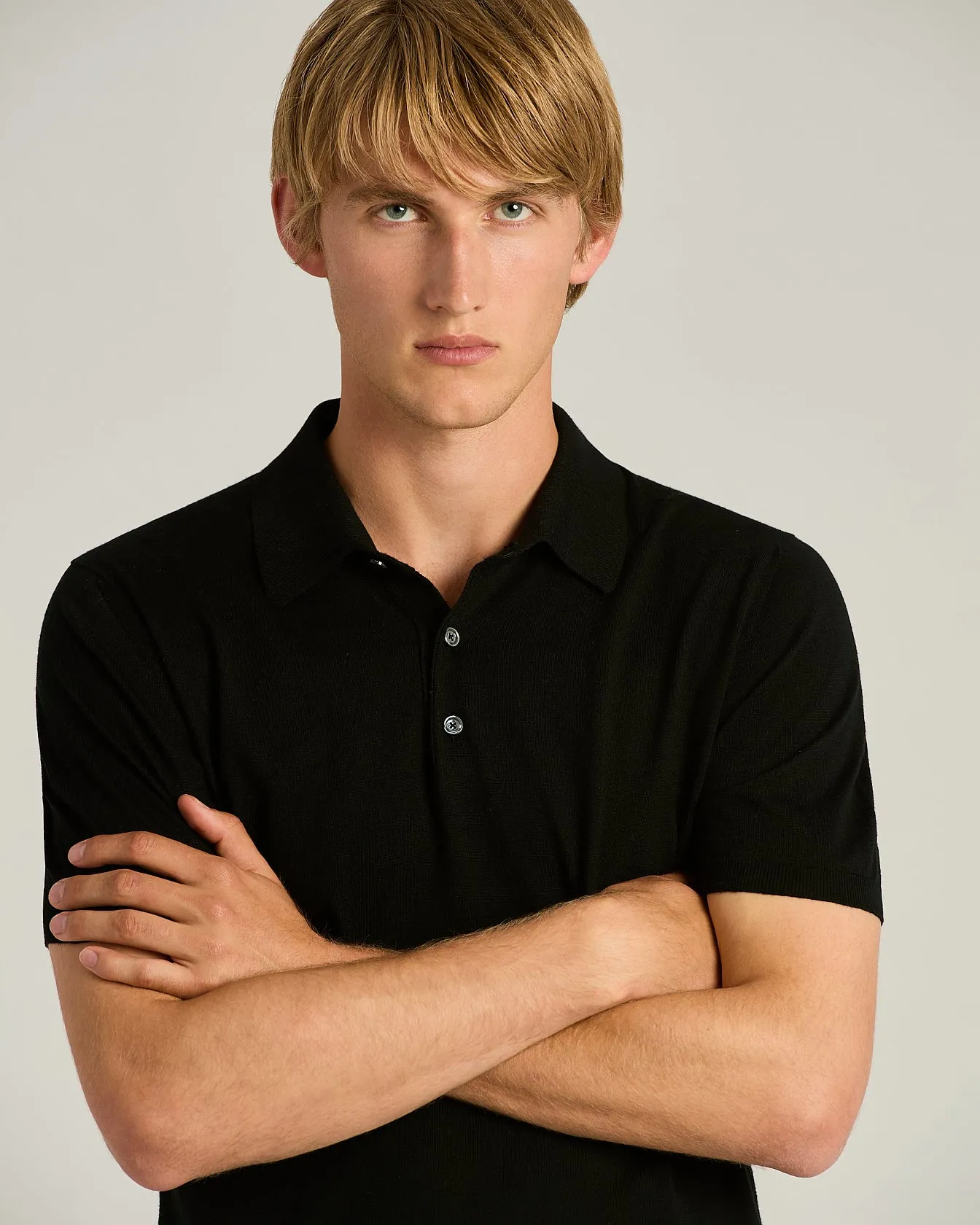 BLACK PURE COTTON SHORT-SLEEVED POLO SHIRT sold by Kiton product image thumbnail 4