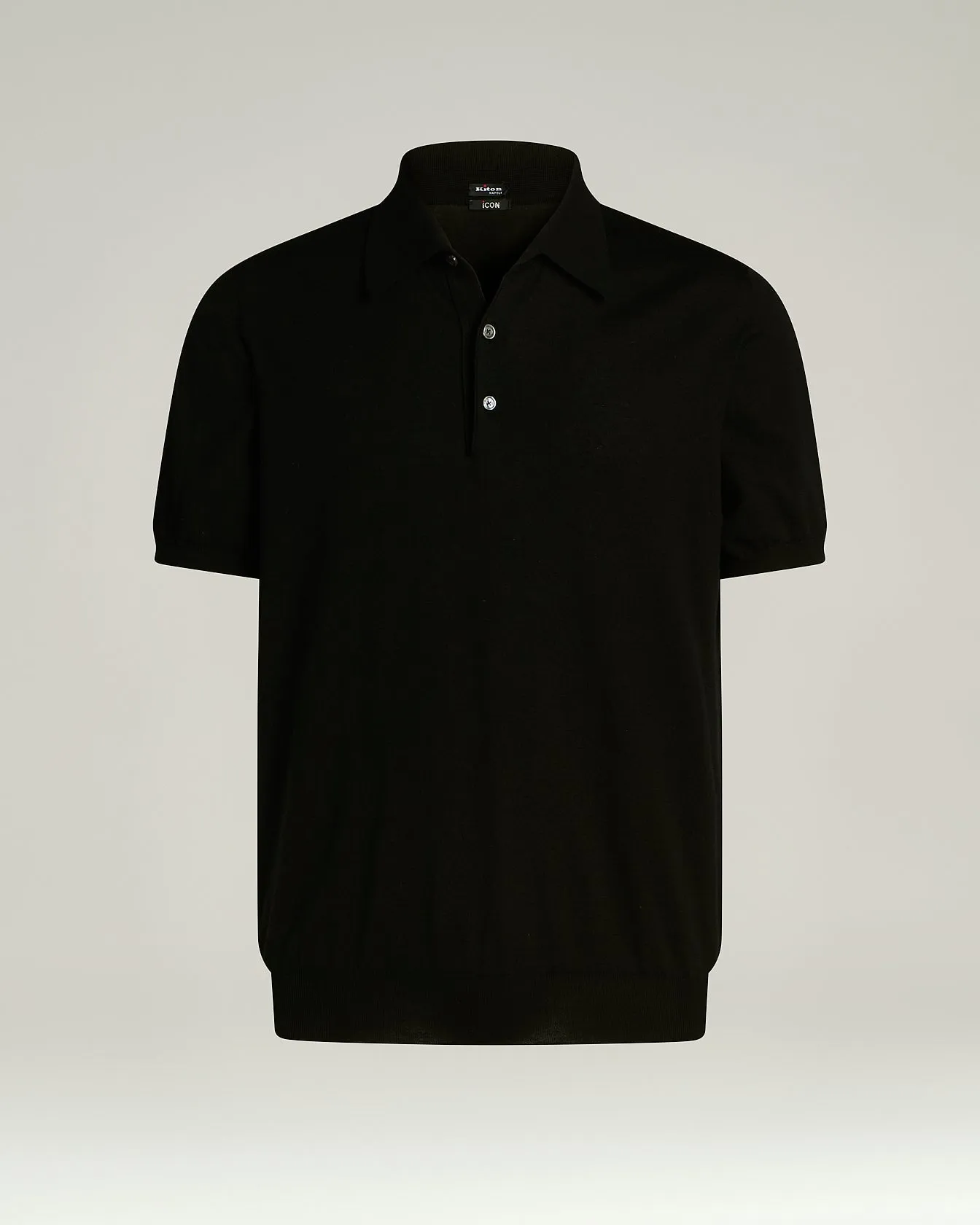 BLACK PURE COTTON SHORT-SLEEVED POLO SHIRT sold by Kiton