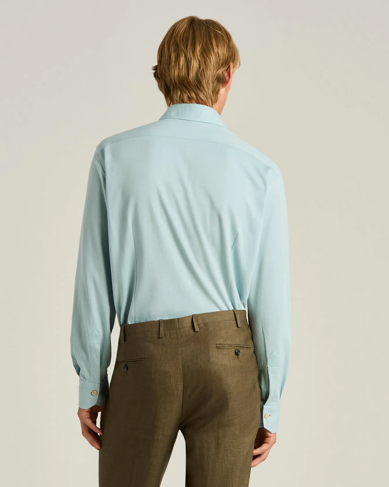 COTTON JERSEY SHIRT IN AZURE sold by Kiton product image thumbnail 3
