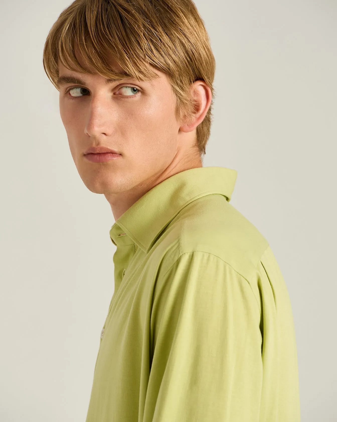 COTTON JERSEY LONG-SLEEVED POLO SHIRT IN GREEN sold by Kiton product image thumbnail 4