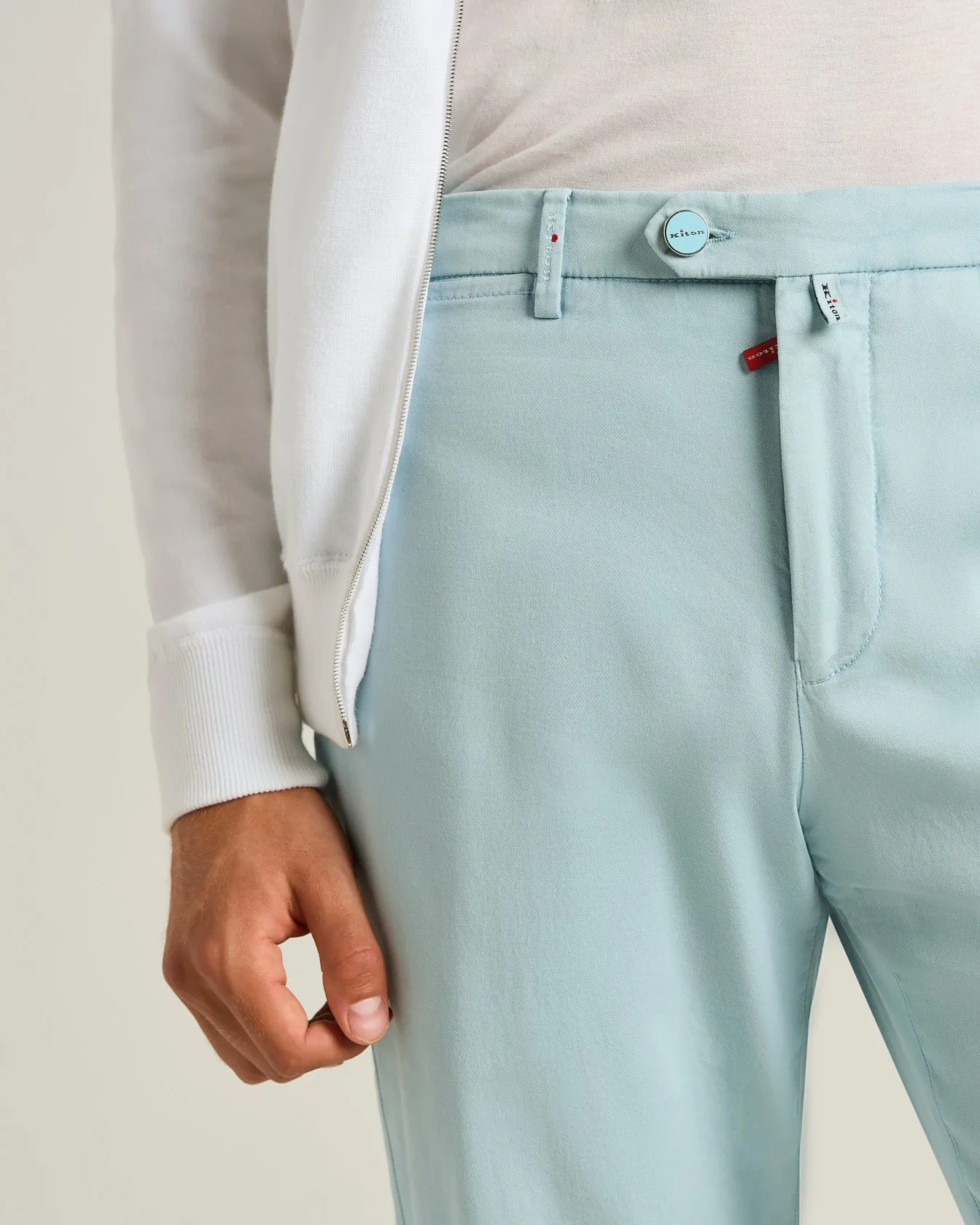 COTTON CHINO TROUSERS IN POWDER BLUE sold by Kiton product image thumbnail 4