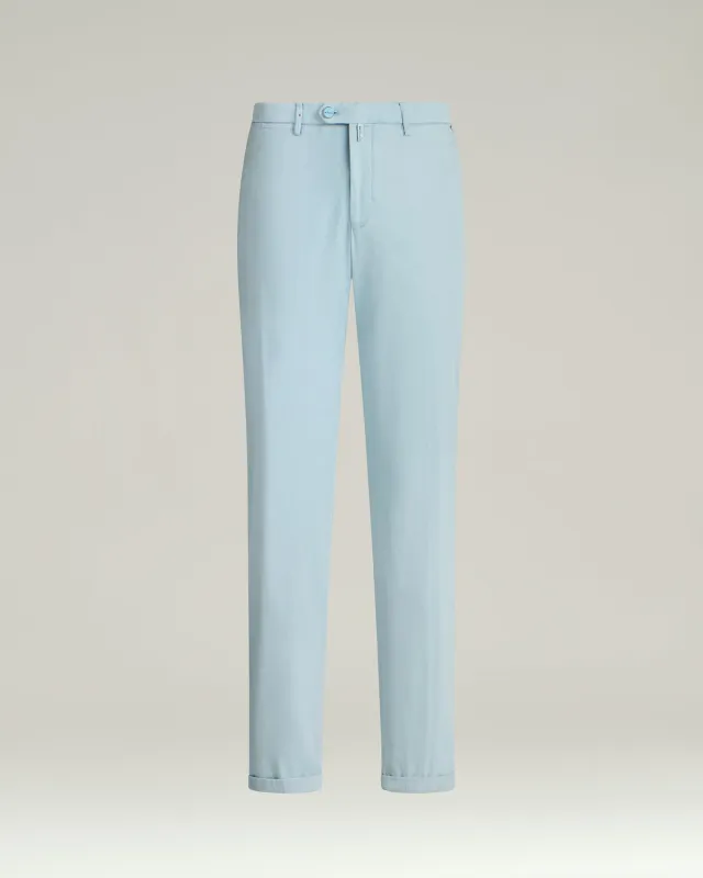 COTTON CHINO TROUSERS IN POWDER BLUE made by Kiton