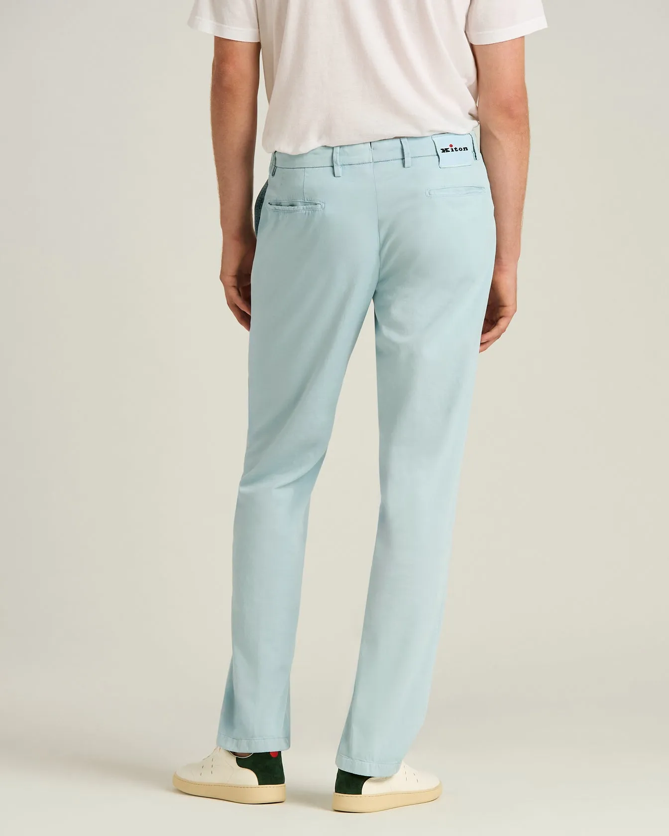 COTTON CHINO TROUSERS IN POWDER BLUE sold by Kiton product image thumbnail 3