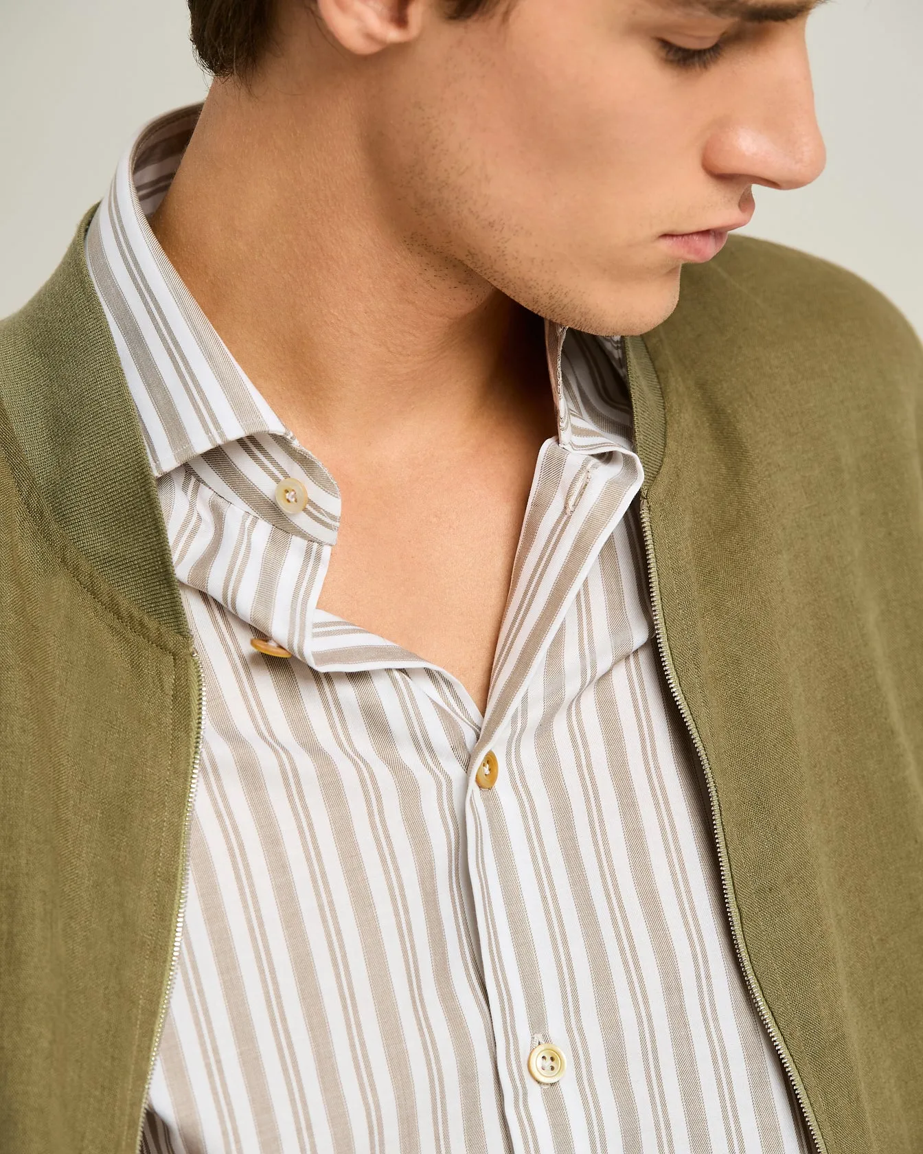 STRIPED COTTON SHIRT IN BROWN sold by Kiton product image thumbnail 4