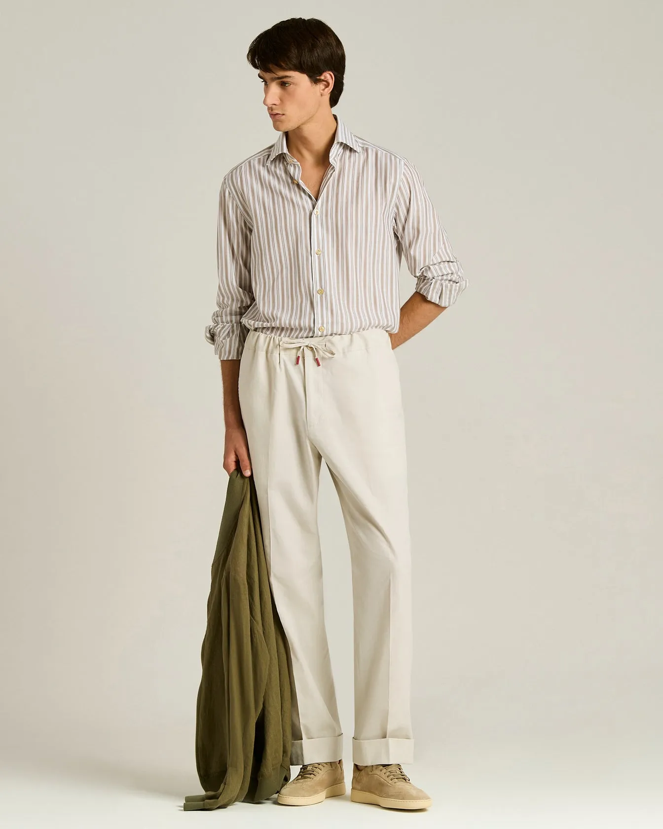 STRIPED COTTON SHIRT IN BROWN sold by Kiton product image thumbnail 5