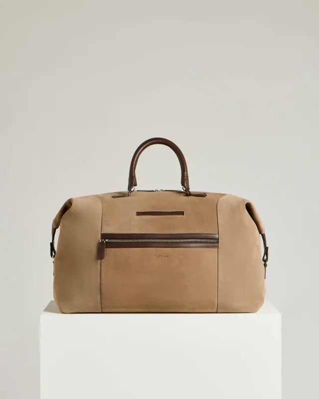 SUEDE WEEKEND HOLDALL SLATE IN GREY CALFSKIN made by Kiton