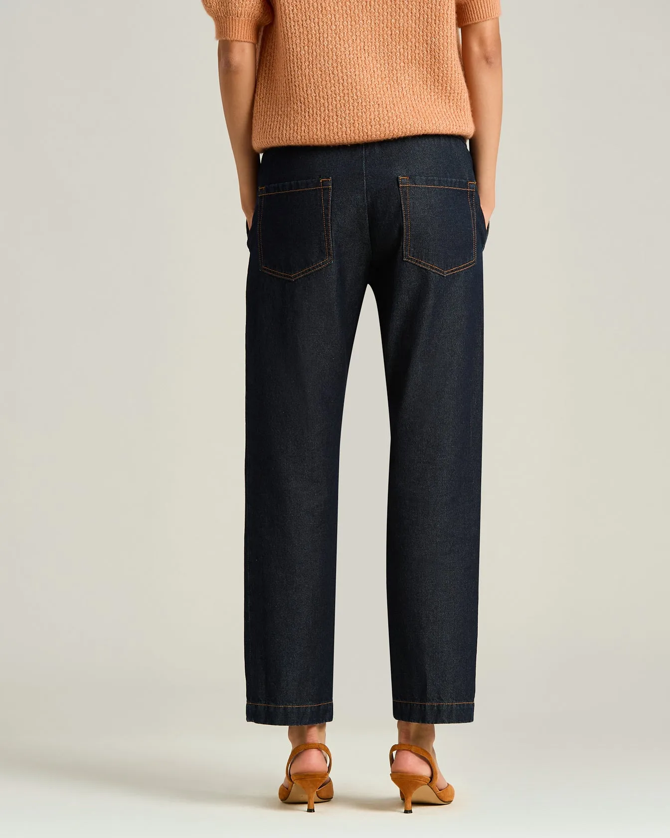 BLUE SOFT WAISTED COTTON AND LINEN TROUSERS sold by Kiton product image thumbnail 3