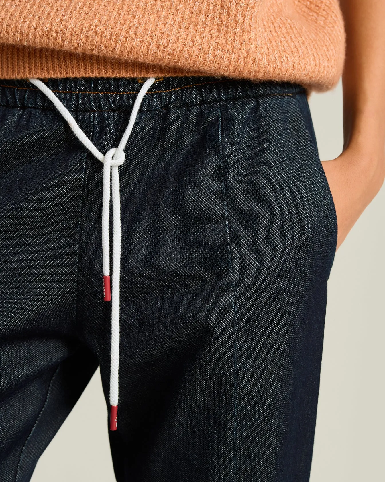 BLUE SOFT WAISTED COTTON AND LINEN TROUSERS sold by Kiton product image thumbnail 4