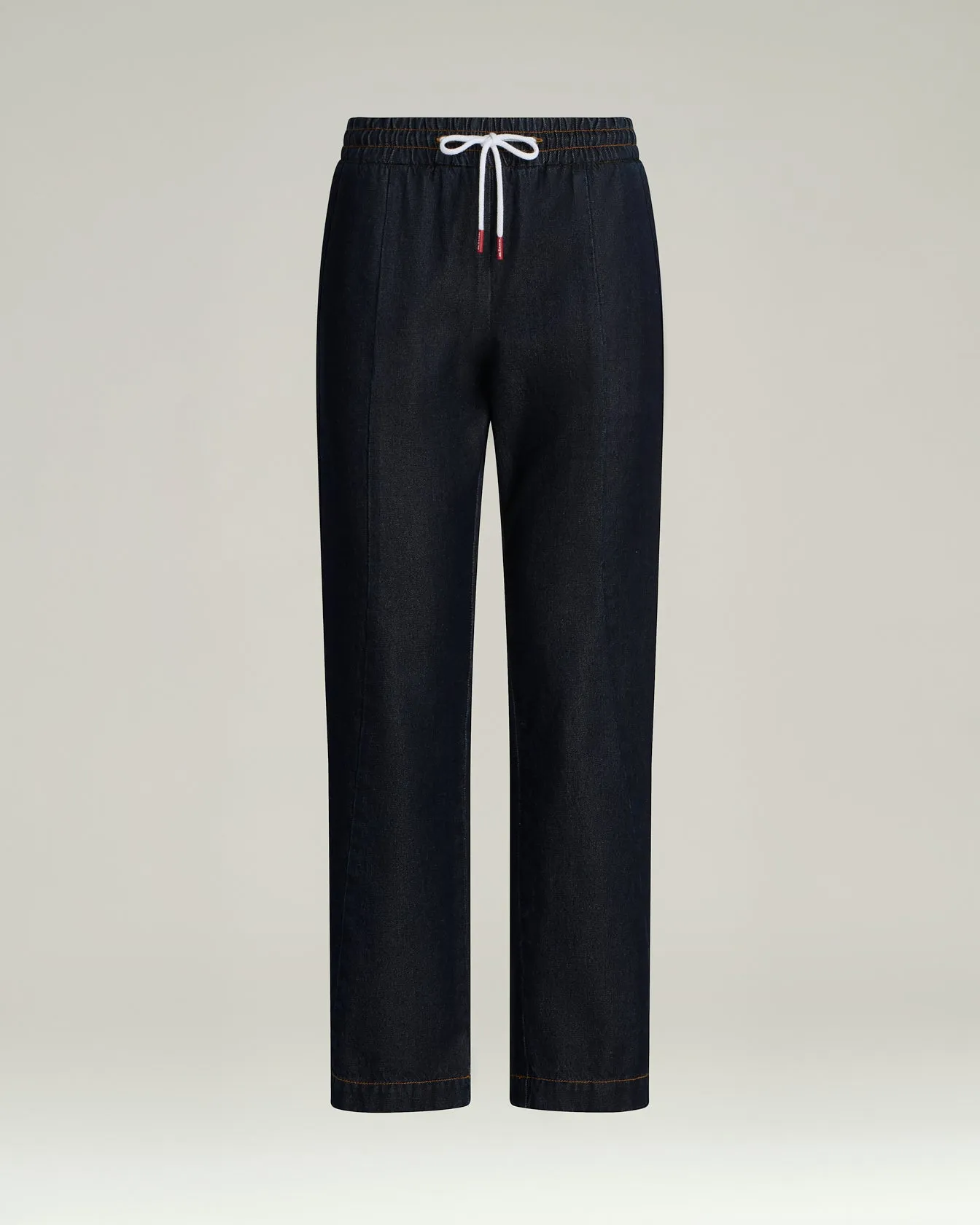 BLUE SOFT WAISTED COTTON AND LINEN TROUSERS sold by Kiton