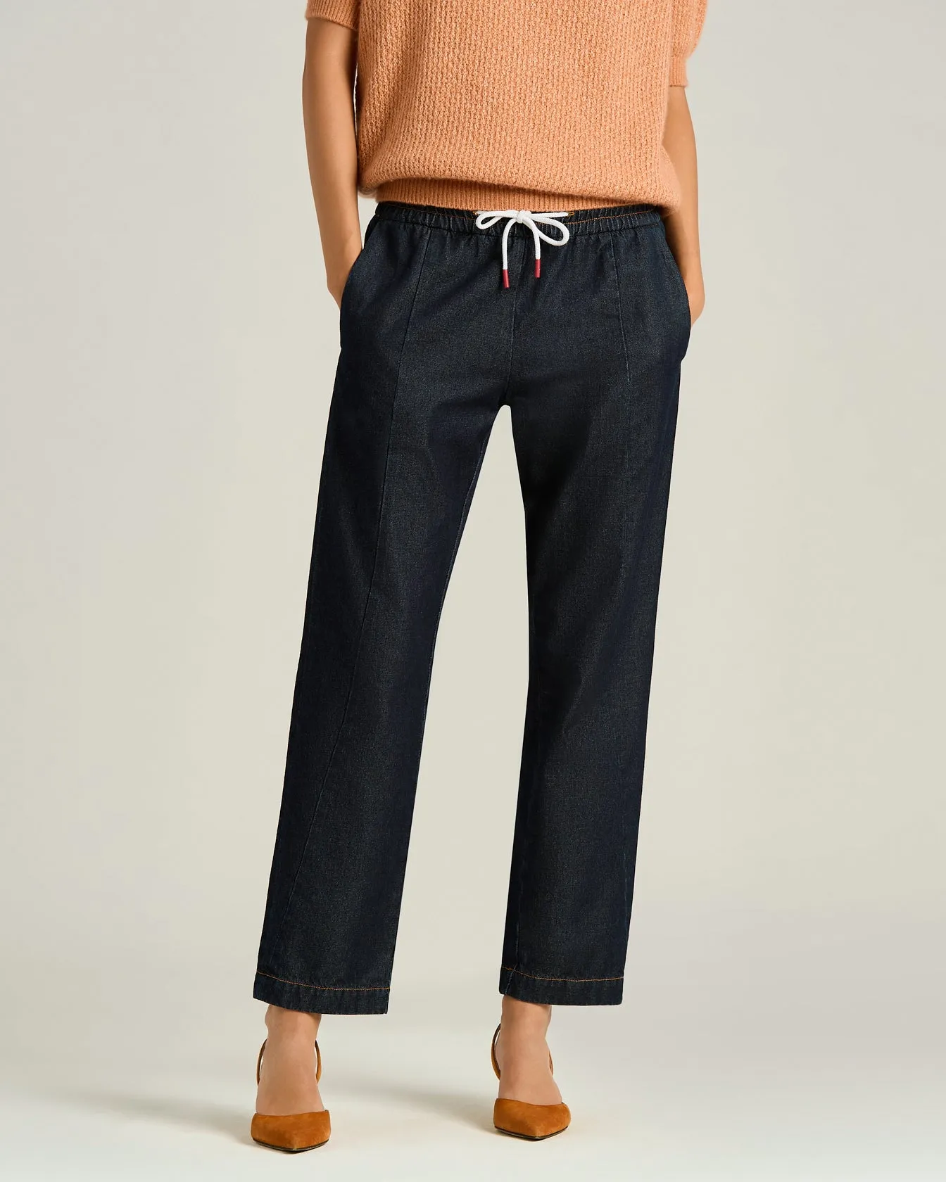 BLUE SOFT WAISTED COTTON AND LINEN TROUSERS sold by Kiton product image thumbnail 2