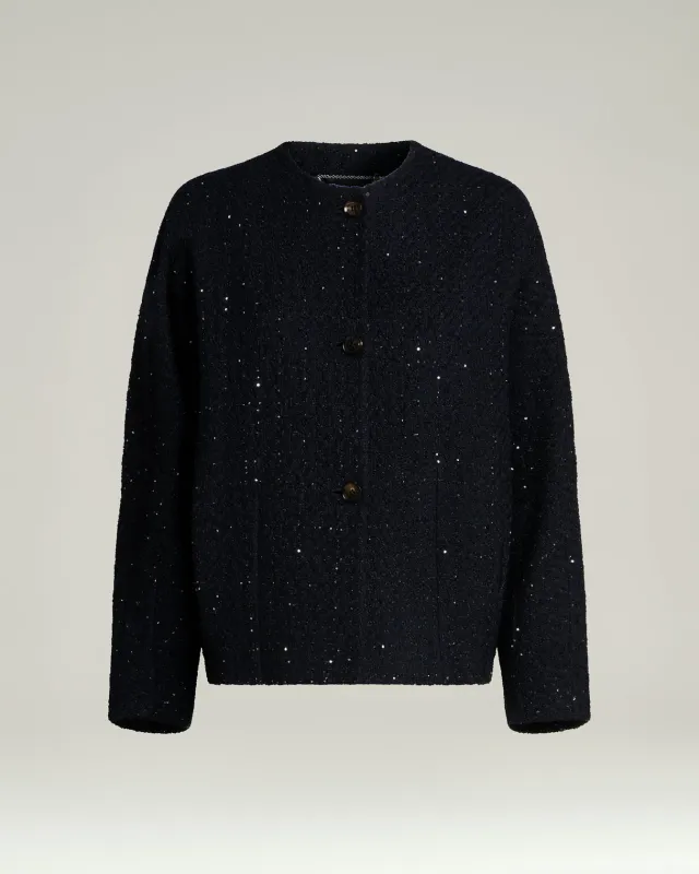 TAILORED WOOL AND SILK JACKET IN NAVY BLUE made by Kiton