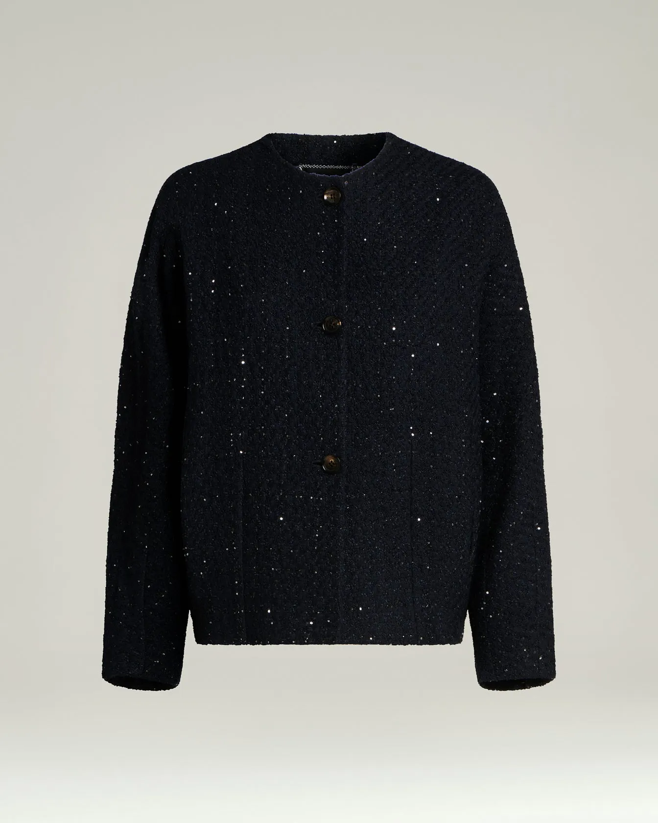 TAILORED WOOL AND SILK JACKET IN NAVY BLUE sold by Kiton