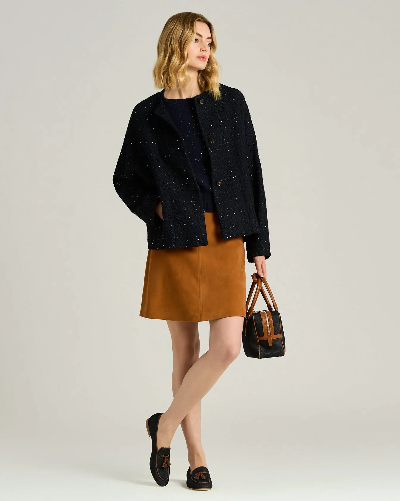 TAILORED WOOL AND SILK JACKET IN NAVY BLUE sold by Kiton product image thumbnail 5