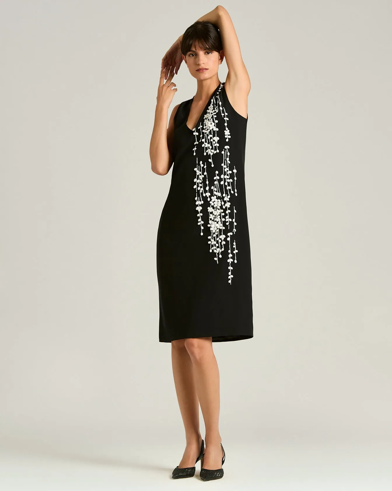 BLACK SILK DRESS WITH HAND EMBROIDERED DESIGN sold by Kiton product image thumbnail 5