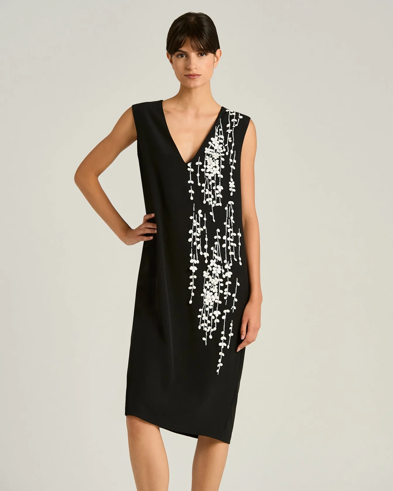 BLACK SILK DRESS WITH HAND EMBROIDERED DESIGN sold by Kiton product image thumbnail 2