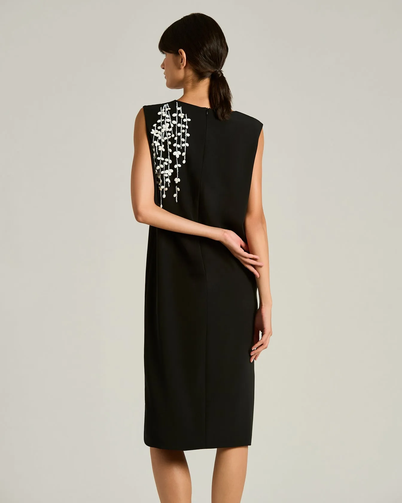 BLACK SILK DRESS WITH HAND EMBROIDERED DESIGN sold by Kiton product image thumbnail 3