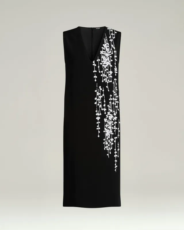 BLACK SILK DRESS WITH HAND EMBROIDERED DESIGN sold by Kiton
