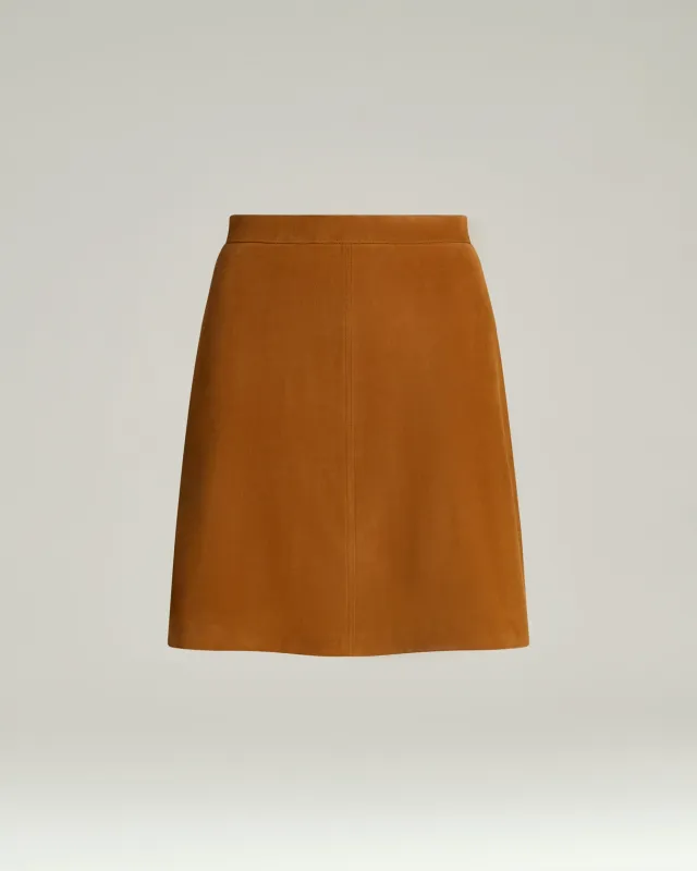 SOFT LEATHER SKIRT IN CAMEL LAMBSKIN made by Kiton