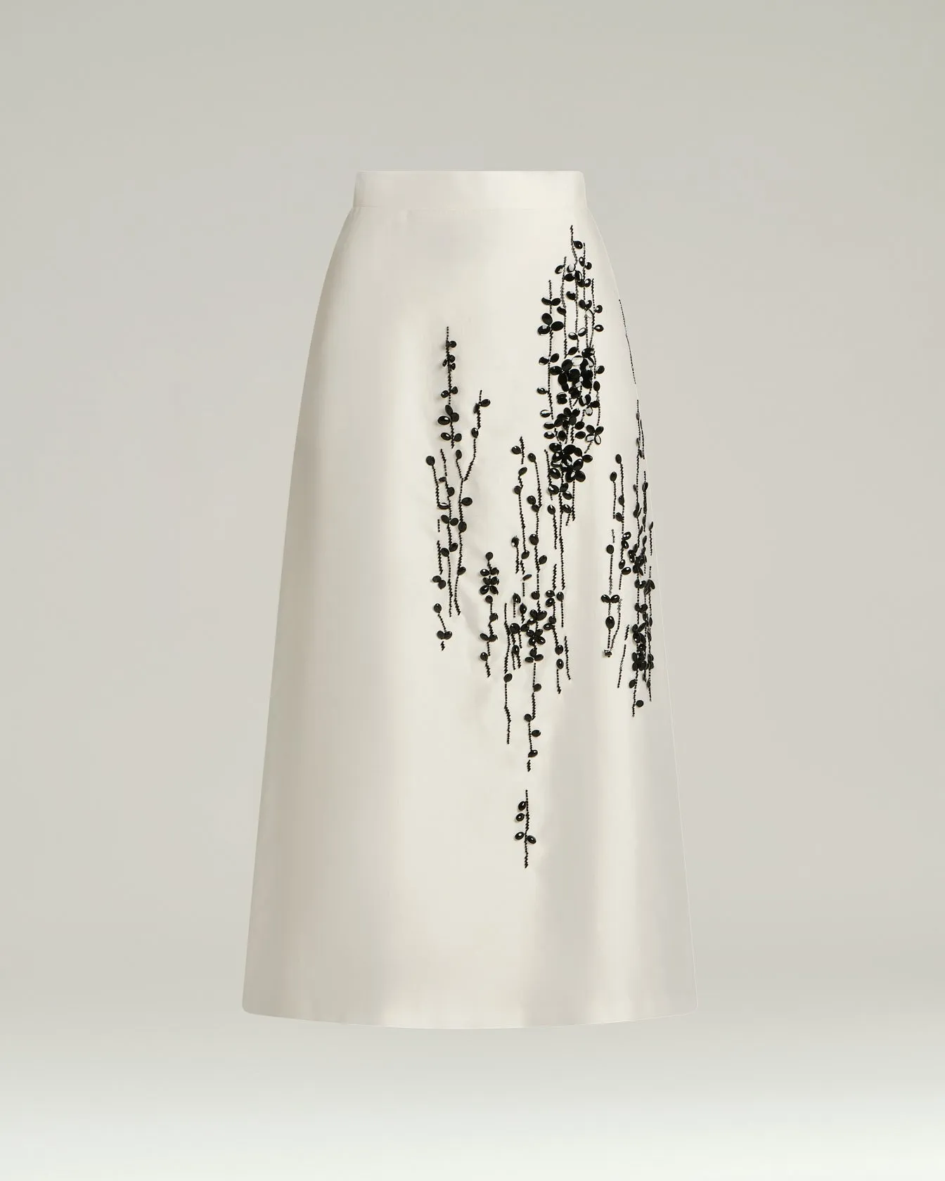 COTTON SILK SATIN TAILORED SKIRT WITH RAISED EMBROIDERY IN OPTICAL WHITE sold by Kiton